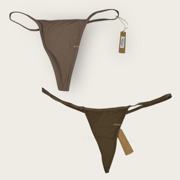 SKIMS Bundle XL Fits Everybody Micro T String Thong Plus Size Underwear Brown - Picture 1 of 8